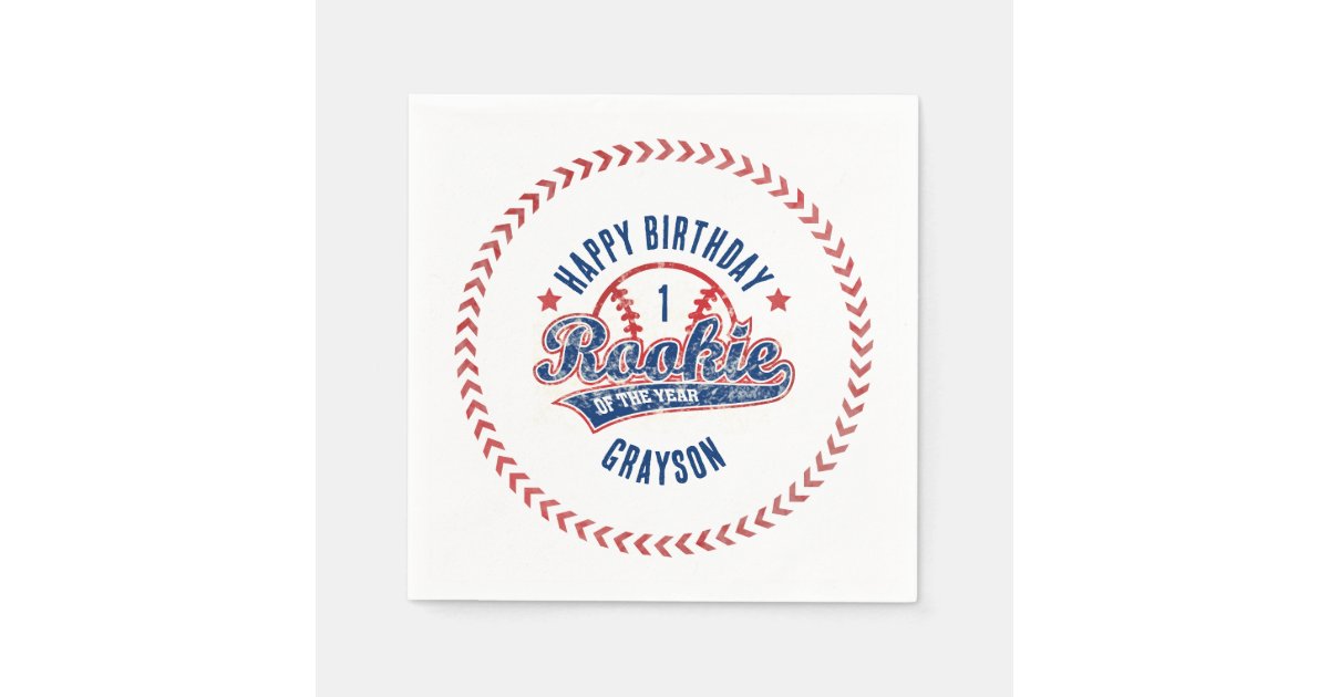 Baseball Rookie of the Year 1st Birthday Party Napkins | Zazzle