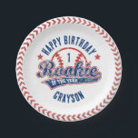 Baseball Rookie of the Year 1st Birthday Party Paper Plates<br><div class="desc">Baseball "Rookie of the Year"-themed first birthday party design.</div>