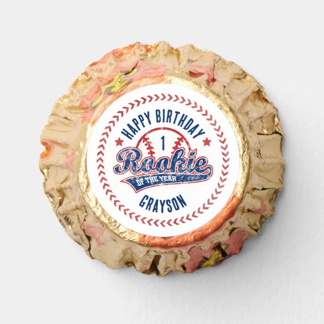 Baseball Rookie of the Year 1st Birthday Party Reese's Peanut Butter Cups (Front)