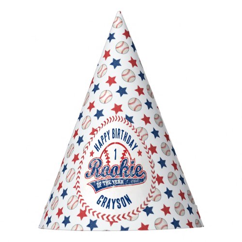 Baseball Rookie of the Year 1st Happy Birthday Party Hat