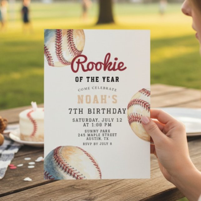 Baseball Rookie of the Year 7th Birthday Invitation (Creator Uploaded)