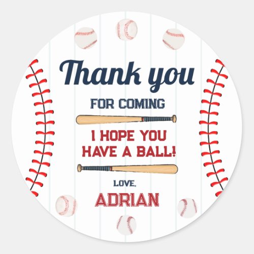 Baseball Rookie of the year birthday Favor Classic Round Sticker