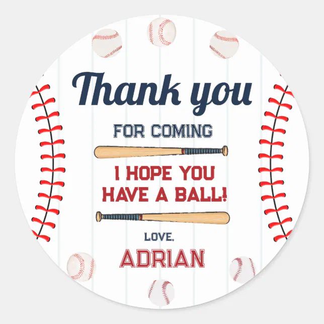 Baseball Rookie of the year birthday Favor Classic Round Sticker | Zazzle