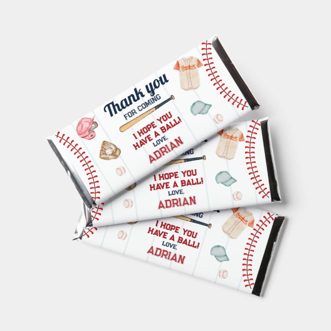 Baseball Rookie of the year birthday Hershey Bar Favors (Front)