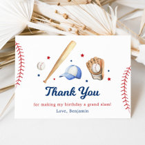 Baseball Rookie of the Year First Birthday Thank You Card