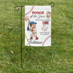 Baseball Rookie of the Year First Birthday Welcome Garden Flag