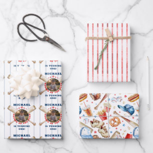Baseball Rookie of the Year Photo Birthday Wrapping Paper Sheets