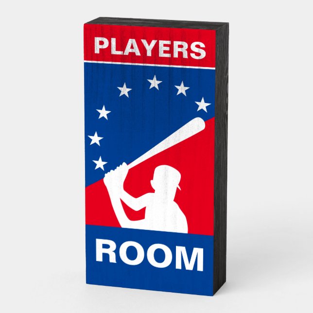 Baseball Room Wooden Box Sign (Angled Vertical)