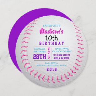 BASEBALL ROUND Birthday Party Invitation