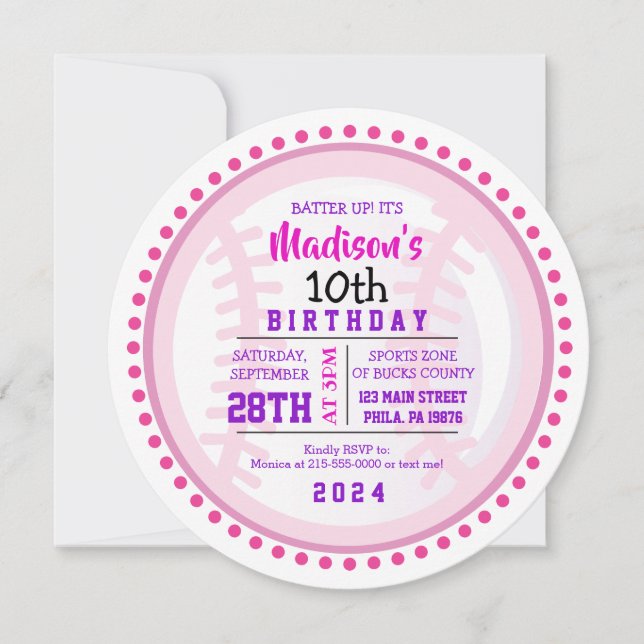 BASEBALL ROUND Birthday Party Invitation (Front)