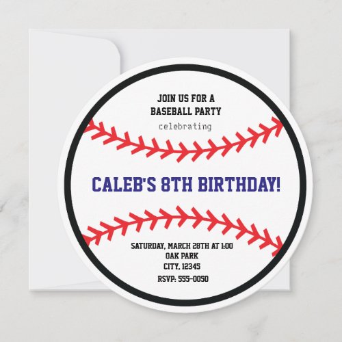 Baseball Round Birthday Party Sports Invitation