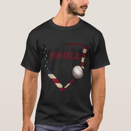 Baseball S Bsbl American Flag Baseballin T_Shirt