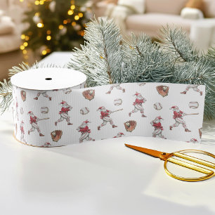 Baseball Santa Christmas Grosgrain Ribbon