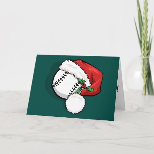 Baseball Santa Christmas Holiday Card