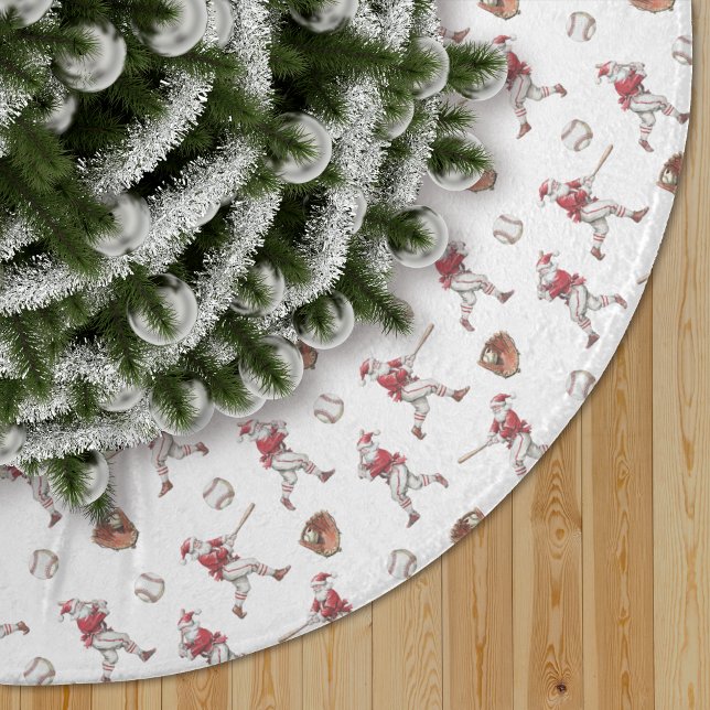 Baseball Santa Christmas Pattern Brushed Polyester Tree Skirt (Creator Uploaded)