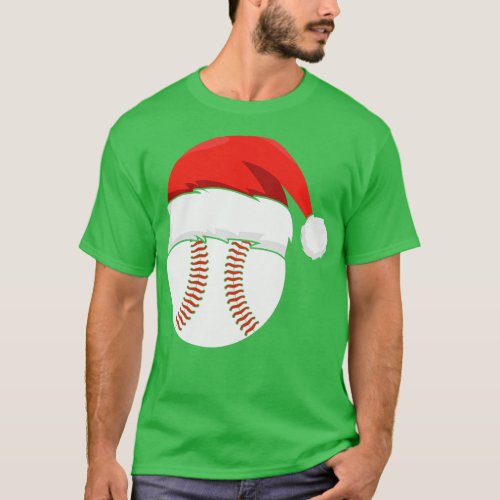 Baseball Santa Hat Christmas Gift For Baseball Fan T_Shirt