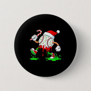 Baseball Santa Hat Christmas Ice Cream Drip Candy  Button