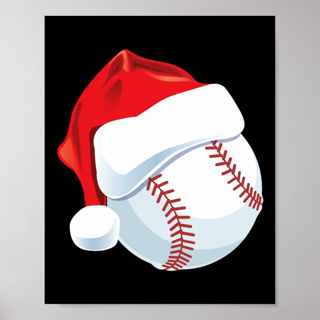 Baseball Santa Hat Men Boys Christmas Xmas  Poster (Front)