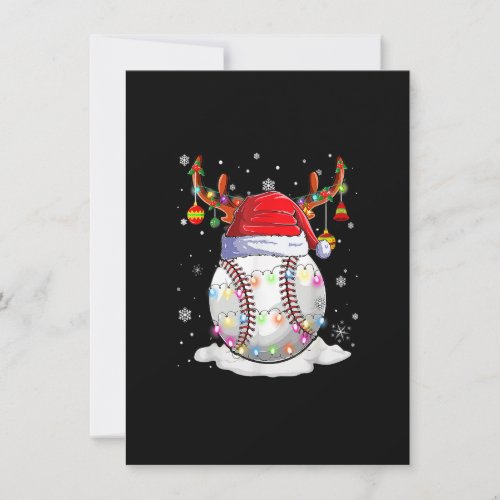 Baseball Santa Hat Reindeer Christmas Lights Funny Invitation