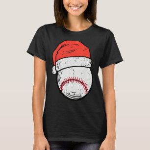 Baseball Santa Hat Sports Christmas Xmas Boys Men T-Shirt