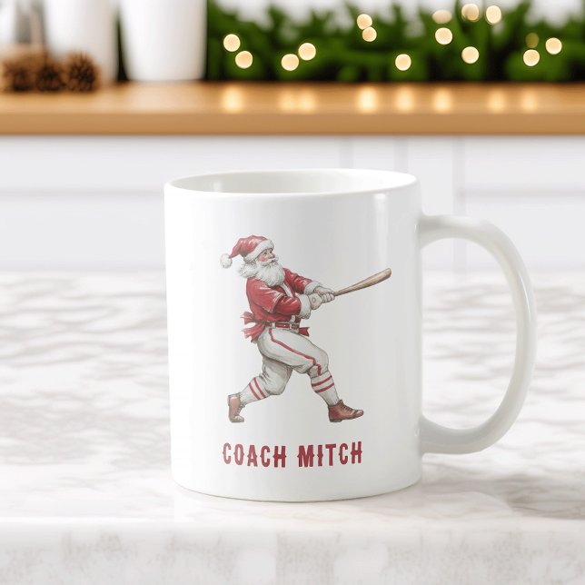 Baseball Santa Personalized Christmas Coffee Mug (Creator Uploaded)