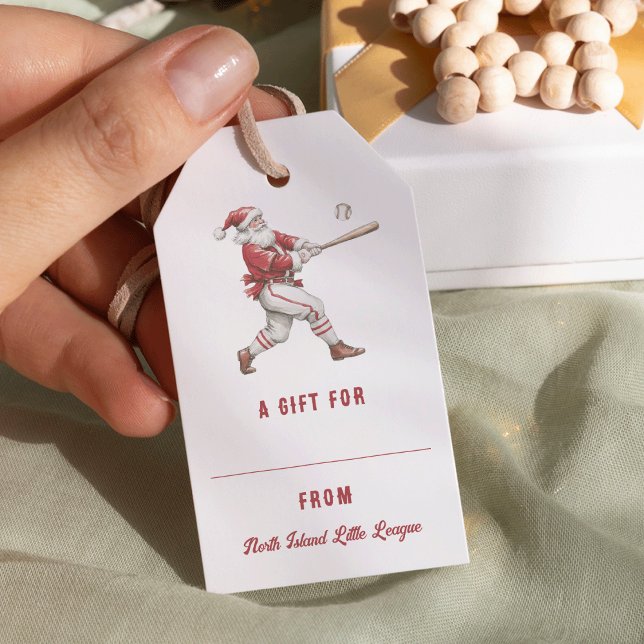 Baseball Santa Personalized Christmas Gift Tags (Creator Uploaded)
