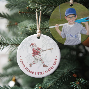 Baseball Santa Personalized Photo Ceramic Ornament