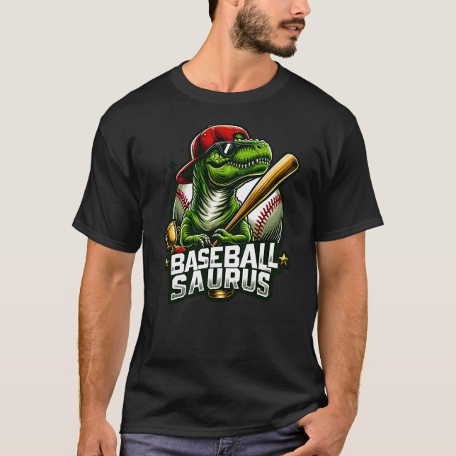 Baseball Saurus Dinosaur Softball Baseball Sports  T-Shirt (Front)