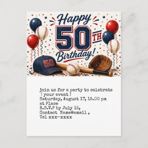 Baseball save the date 50th Birthday Party  Postcard