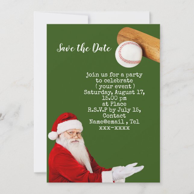 Baseball save the date Christmas Invitation (Front)