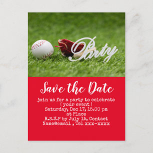 Baseball save the date for Baseball Party Postcard