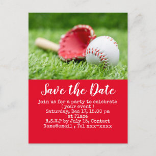 Baseball save the date for Baseball Party Postcard