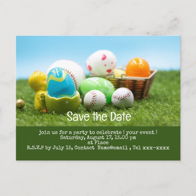 Baseball save the date  for EASTER Holiday  Postca Postcard (Front)
