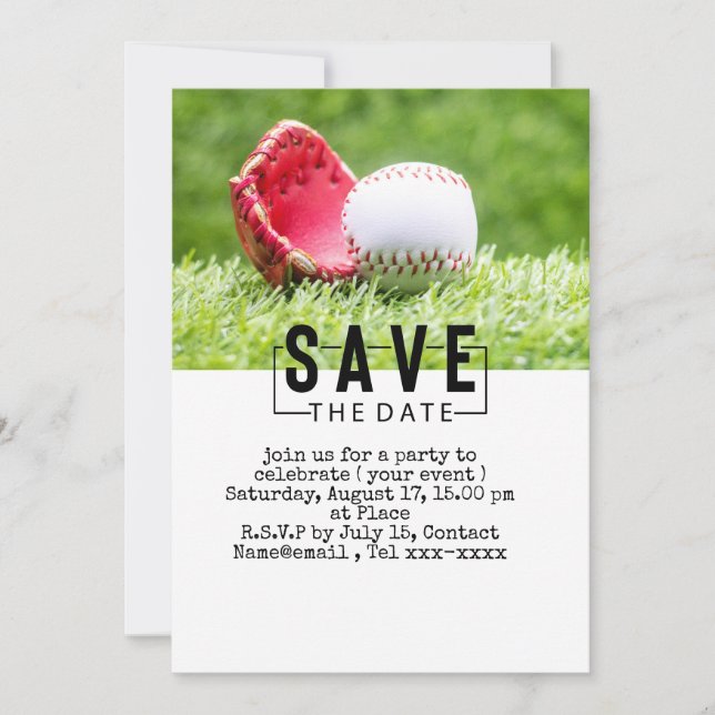 Baseball save the date  invitation (Front)
