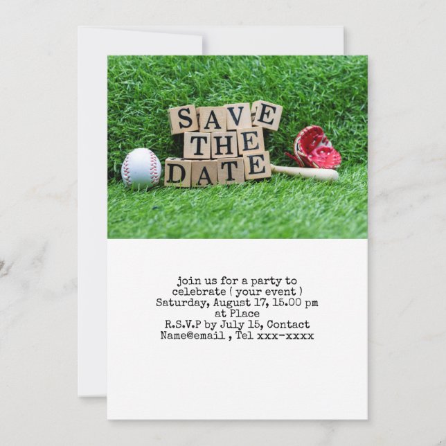 Baseball save the date  invitation (Front)