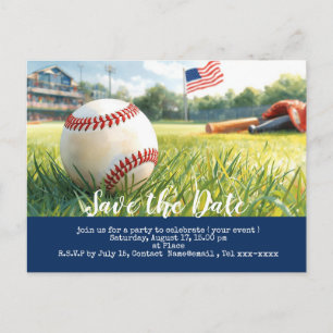 Baseball save the date with flag of America Postcard