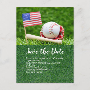 Baseball save the date with flag of America Postcard