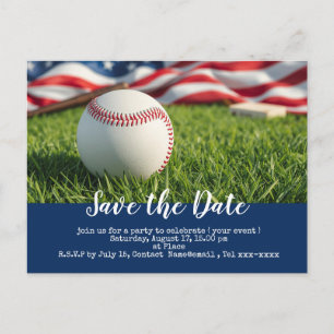 Baseball save the date with flag of America Postcard
