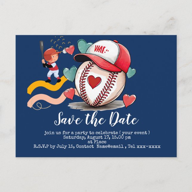 Baseball save the date with love Wedding Postcard (Front)
