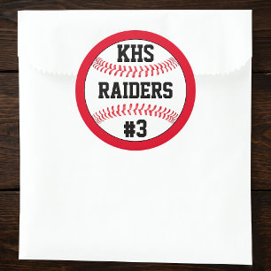 Baseball School Letters, Team Name & Player Number Classic Round Sticker