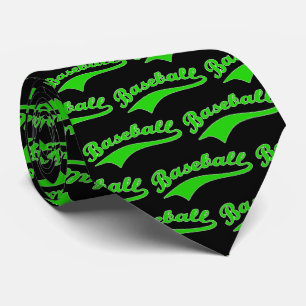 Baseball Script In Green Neck Tie