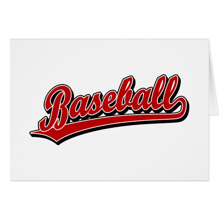 Baseball  script logo in red card