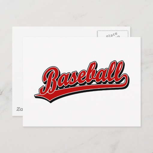 Baseball Script Logo In Red Postcard Zazzle 