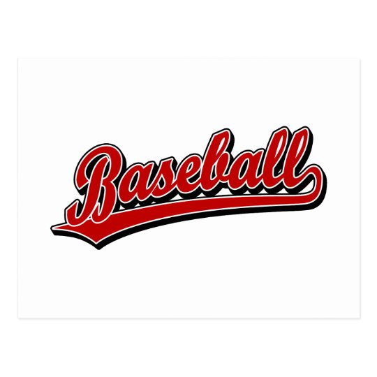 Baseball script logo in red postcard | Zazzle.com