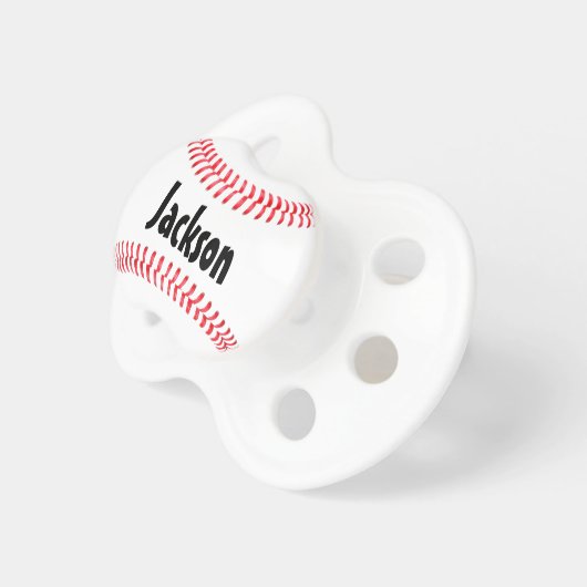 Baseball Seams Custom Baby Name or Text Pacifier (Front Right)
