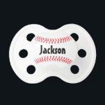 Baseball Seams Custom Baby Name or Text Pacifier<br><div class="desc">The Baseball Seams Custom Baby Name or Text Pacifier: Create your own customized baseball pacifier by typing any baby name or other text (numbers or letters) in the custom text box. It's an awesome gift idea for the world's youngest baseball fans, and their parents! Check out our shop - Custom...</div>