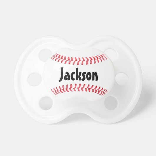 Baseball Seams Custom Baby Name or Text Pacifier (Front)
