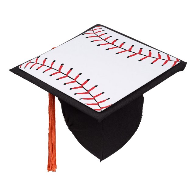 Baseball Seams Sports Style Baseball Theme Graduation Cap Topper (Angled)