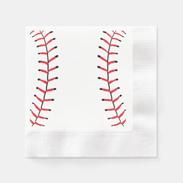Baseball Seams Sports Style Baseball Theme Napkins (Front)