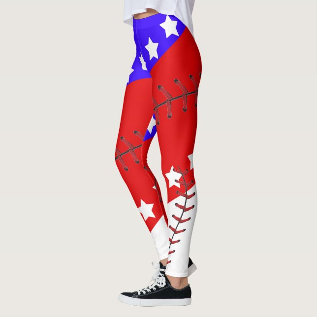 Baseball Season Fourth of July Leggings (Left)